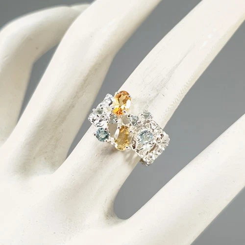 Gemstone ring Natural Citrine Ring 925 Sterling Silver Size 6 /R425499 Foto 2 de 4