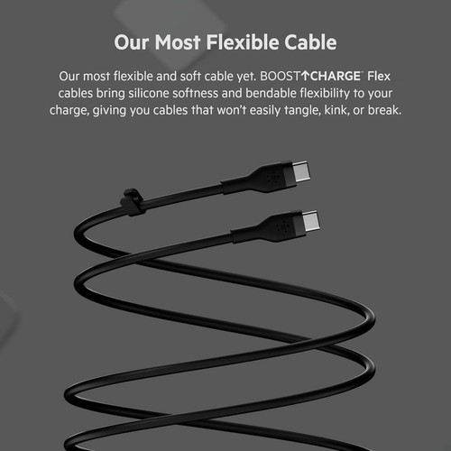 Belkin BoostCharge Flex silicone USB C charger cable, USB-IF certified USB C to - 第 3/6 張圖片
