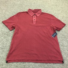 Nautica Polo Shirt Mens Medium Red Solid Pique Knit Logo Short Sleeve Casual Top