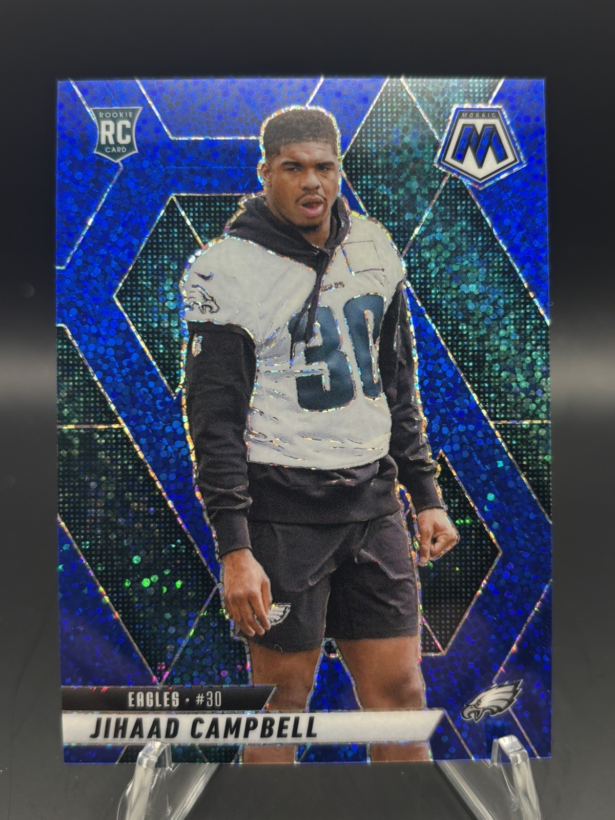 2025 Panini Mosaic Jihaad Campbell Blue Sparkle Prizm /96 (RC) #341