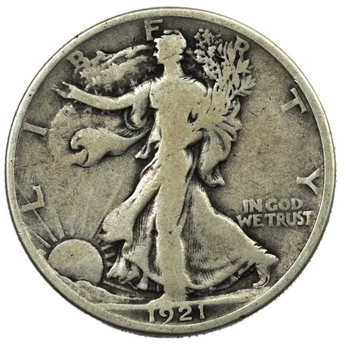 1921-D Denver Walking Liberty Half Dollar 50C Very Good VG+ (2)