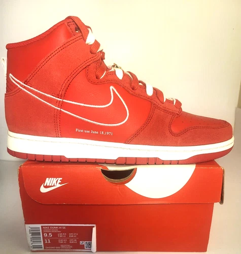 NEW AUTHENTIC NIKE DUNK HI  SE "FIRST USE RED" MEN'S Size 9.5  Women's Size 11