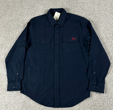 Orvis Shirt Mens Medium Blue Flannel Button Up Heavyweight Shacket Classic Fit
