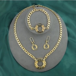 Authentic 18k Gold Plated Moroccan African Dubai Jewelry Cuban Necklace, Bracelet Earrings