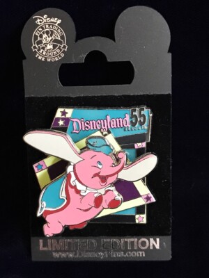 Disney Rare Retro 3D Pink Flying Elephants Attraction 50th Dumbo Pin LE 750