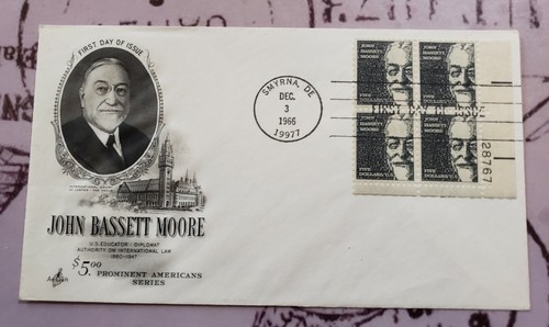 Scott # 1295 John Bassett Moore Unaddressed Plate Block Of 4