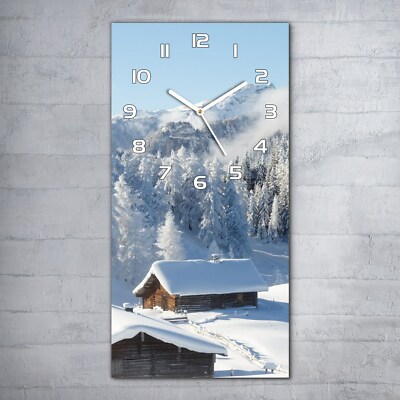 Wanduhr Glasuhr 30x60 Deko-uhr Winter österreichischen Alpen Berglandschaft