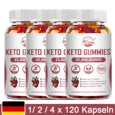 25,000,000mg Ketose Diät 60 Gummibärchen, Keto Fettverbrenner Gewichtsverlust