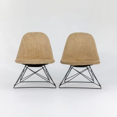 C. 1953 Pair of Herman Miller Eames LKR Cats Cradle Lounge Chairs w/ Rare Bases