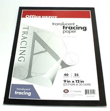 Office Depot Translucent Tracing Paper Ephemera Art School Stationary 15 Sheets