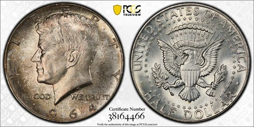 1964 SILVER KENNEDY HALF,  PCGS MS65  🔥 Better Looking Than Most !