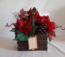 Hand Crafted  Arrangement  Hallmark Wood Basket table center piece