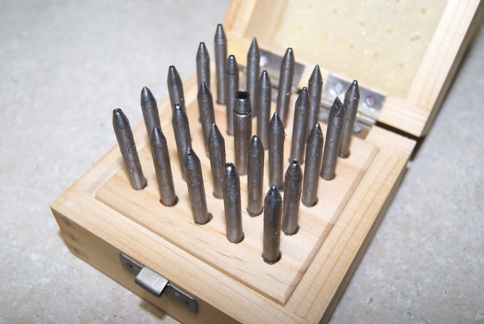 PUNCH BOX SET OF 25 PUNCHES IN WOOD CASE NEW CLOCK PARTS CLOCK TOOLS eBay