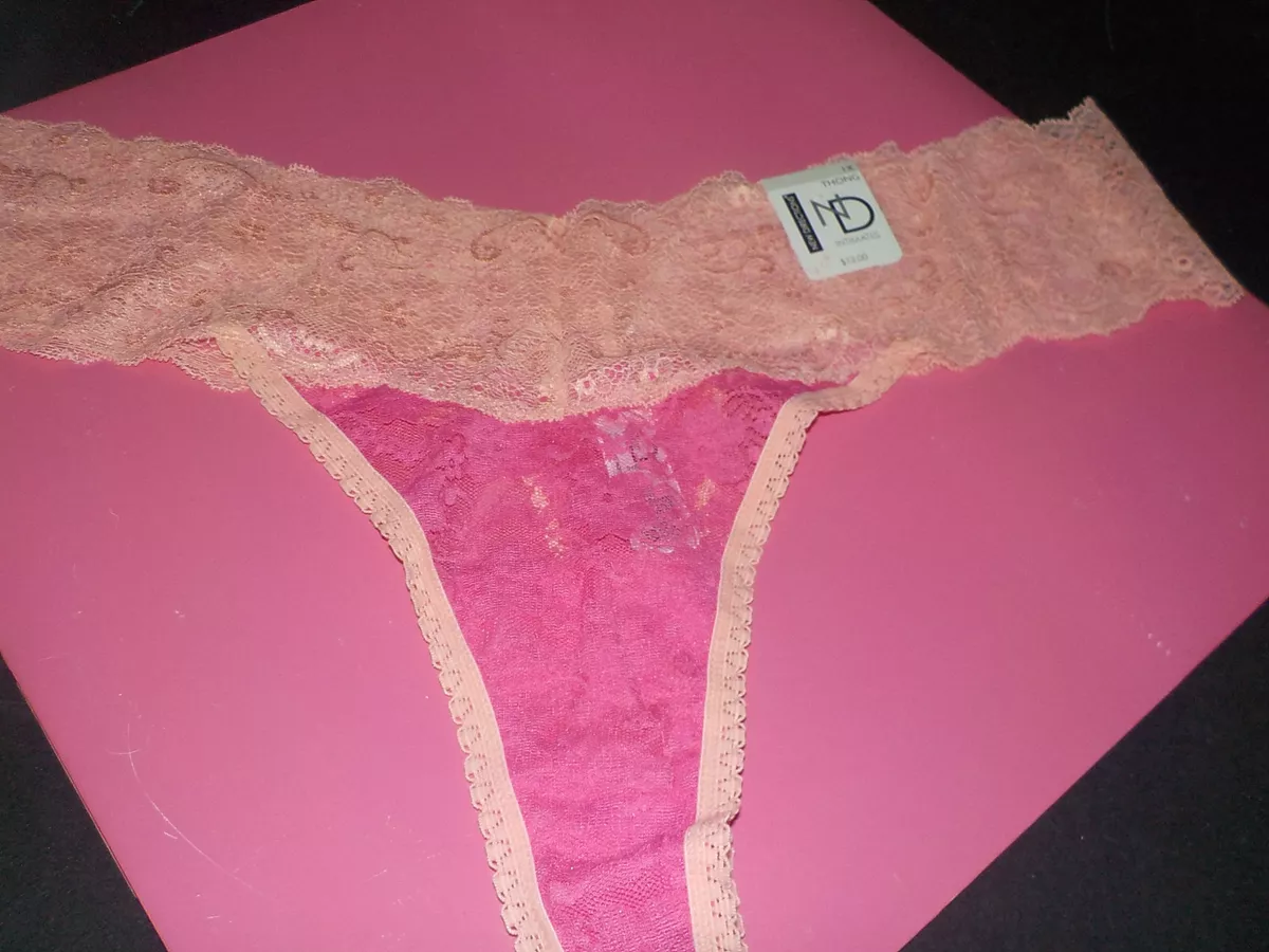 NEW DIRECTIONS Peach/Pink Lace Thong Size 1X New/Tags Reg. Pr. $12