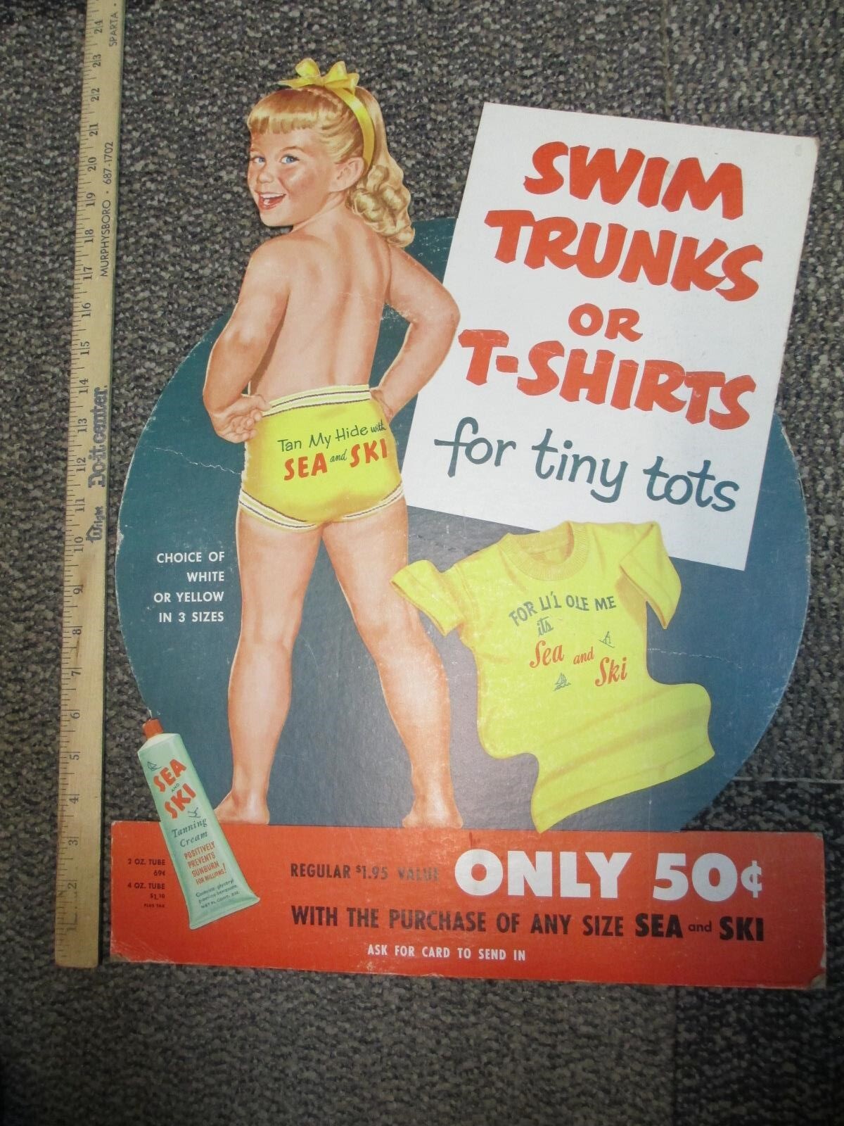 SEA AND SKI AÑOS 60 TIENDA CARTEL BRONCEADO LOCIÓN CAMISETA PREMIUM NIÑA