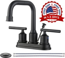 Grifo de lavabo comercial contempor neo de arco alto, grifos de lat n, negro NEW