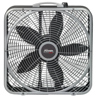 Power plus 20 In. 3 Speed Box Fan for Home in Gray with Weather