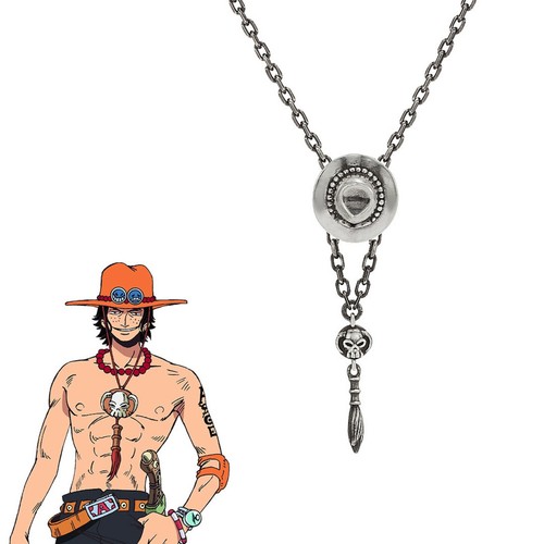 ONE PIECE Ace Hat Silver Necklace U 