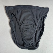 NWT VICTORIA'S SECRET S 100 COTTON VINTAGE Y2K HIGH LEG BRIEF PANTIES - Black