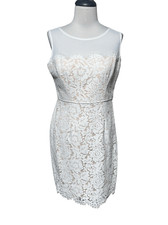 Lulus Sleeveless White Lace Empire Waist Semi Formal Dress Size Medium