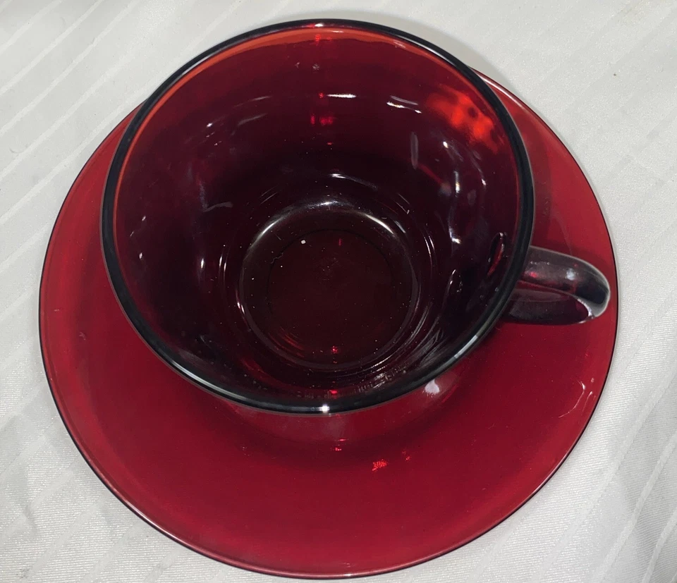 LOT OF 6 Anchor Hocking ROYAL RUBY Red Cup & Saucer Set - Image 2 of 4