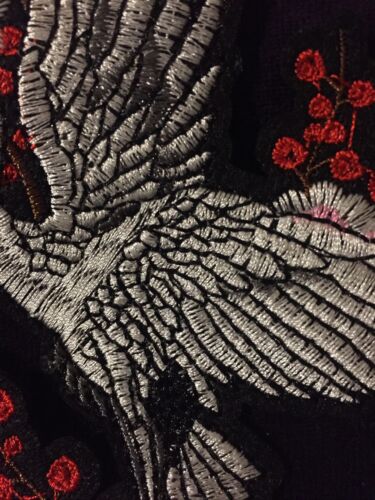 Crane Sew On Patch Appliqué 18 cm x 12 cm, Motif Applique Japanese Chinese Bird - Picture 12 of 12