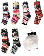Women Fuzzy Non-Slip Slipper Socks, Warm Winter Boots Socks for Ladies Size 9-11