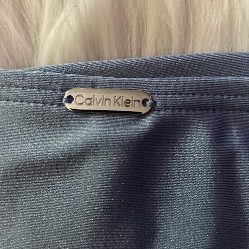 Calvin Klein EARL BLUE SHIMMER Cintura Alta Cruzado Bikini Parte Inferior de Natación, EE. UU. Pequeño - Imagen 8 de 9