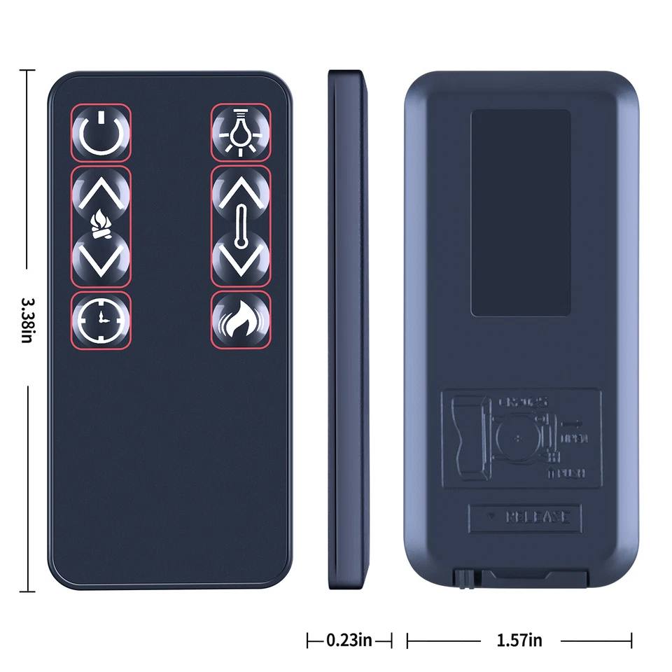 Remote Control For Tek Flame Electric Firebox Fireplace Heater TT-FRPL-EF01-28 - Image 3 of 4