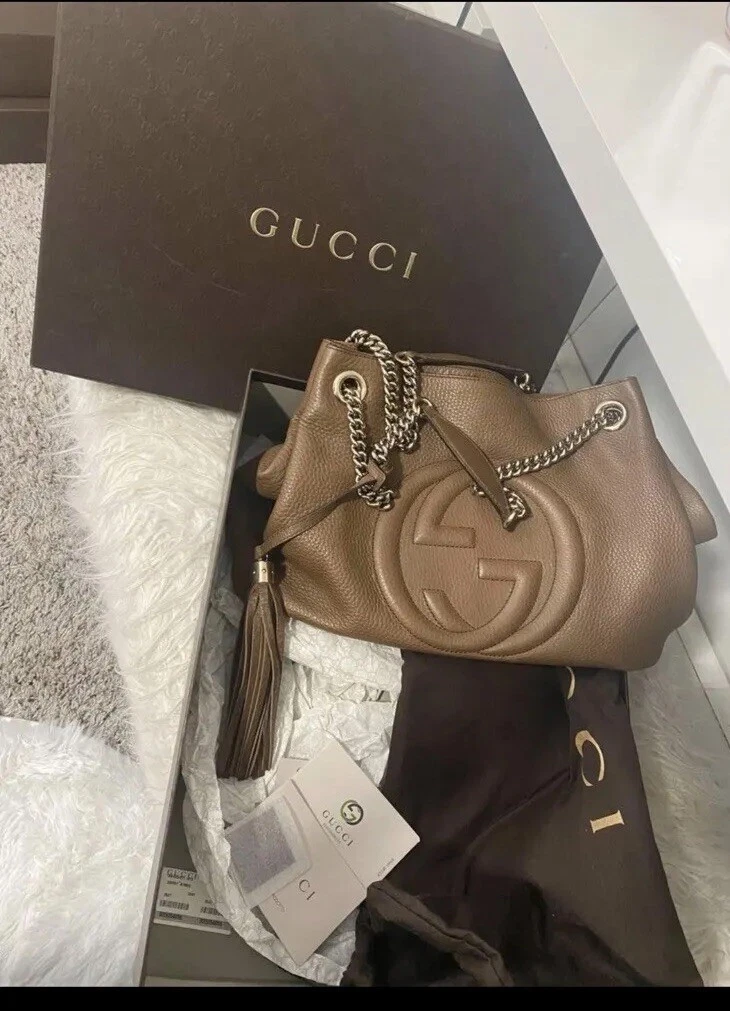 Sac bandoulière chaîne châtaigne moyenne gucci