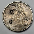 1874 S $1 Trade Silver Dollar Nice AU with Chopmarks Original Toning *J352