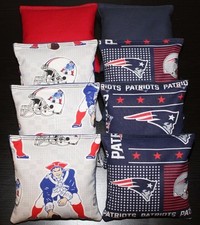 All Weather made w NEW ENGLAND PATRIOTS Fabric Cornhole Bean Bags Resin Filled