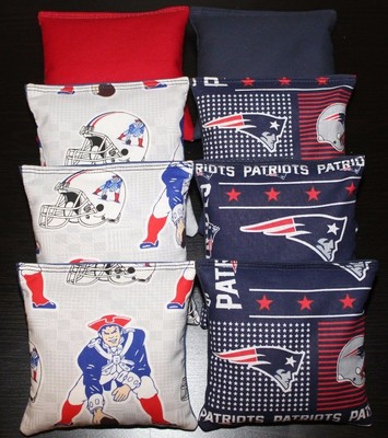 All Weather made w NEW ENGLAND PATRIOTS Fabric Cornhole Bean Bags Resin Filled 