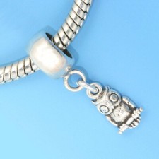 Owl Wise Bird 925 Sterling Silver European Dangle Bead Charm Euro