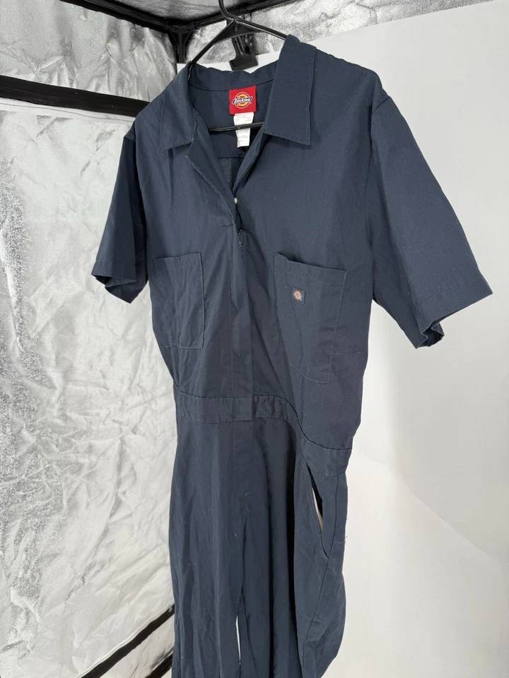 Dickies Work Coveralls Mens XL Navy Blue Full Zip Short Sleeve Utility Jumpsuit - Image 3 of 4