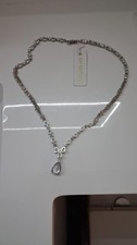 Image of Jon Richard silver plated cubic zirconia pear Y drop short pendant necklace