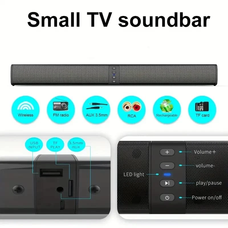Soundbar pc gamer subwoofer p2 max tv notebook mobile tablet portatile home - Immagine 4 di 4
