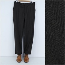 Mens Trousers 33 Waist 31.5 Leg WESTBURY Herringbone Brown Wool Pants Slacks