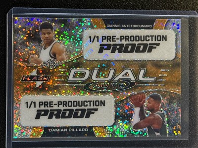 2023 Leaf Flash Bucks Giannis Antetokounmpo Damian Lillard SP Prizm Proof #d 1/1