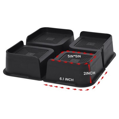 4 PCS Black Bed Risers 2 Inch Oversized Furniture Support 6000 Lbs Sofa