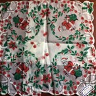 Vintage Hankie, New, Ladies Hankie, Embroidered, Christmas, Nylon.