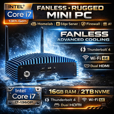 NEW Simply INTEL NUC Rugged FANLESS NUC13ANHi7 Core i7 Mini PC | 16GB | 2TB SSD