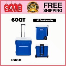 Igloo 60 QT Laguna Ice Chest Cooler with Wheels, Blue