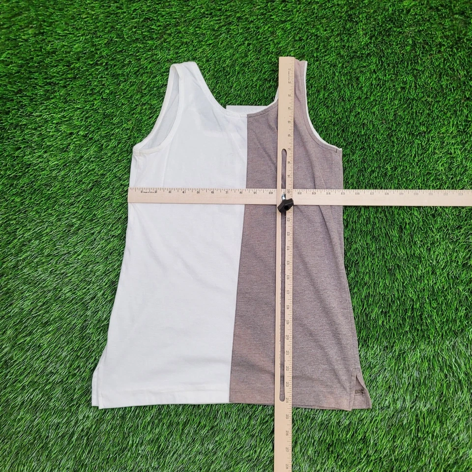 Vintage 90s MOD Colorblock Tank-Top Women P XS/S 15x24 White - Image 3 of 4