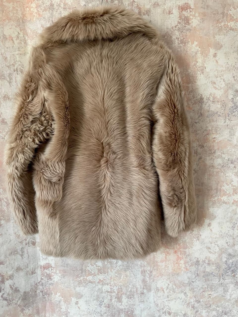 MASSIMO DUTTI GENUINE MONGOLIAN LAMB FUR COAT LIGHT BEIGE SIZE S BNWT image 9
