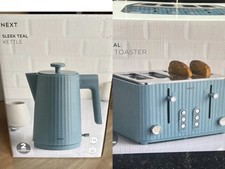 NEXT Teal blue  Sleek Kettle & 4 Slice Toaster  - New