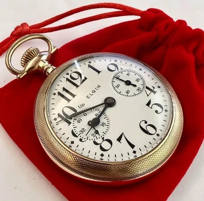ELGIN 21j Veritas 18s Jagd Taschenuhr, Gehäuse Gelbgold Gefüllt - Bild 1 von 4