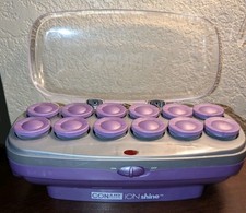 Vintage Conair Ion Shine 12 Jumbo Velvet Hot Rollers Clips Instant Heat Clean