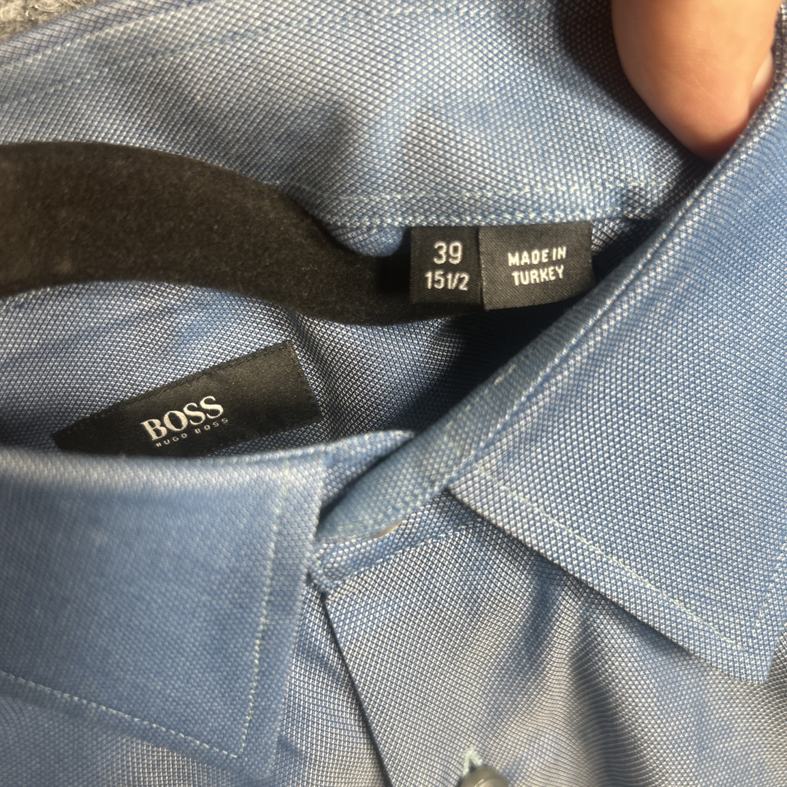 Hugo Boss Enzo 15.5-39 Solid Italian Blue Regular Fit Long Sleeve Dress Shirt thumbnail 4