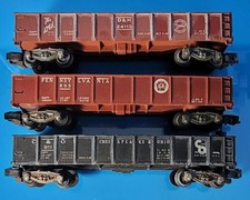 CB11: American Flyer S Gauge Gondola Cars Lot of 3 w/ Wood Plank Inserts